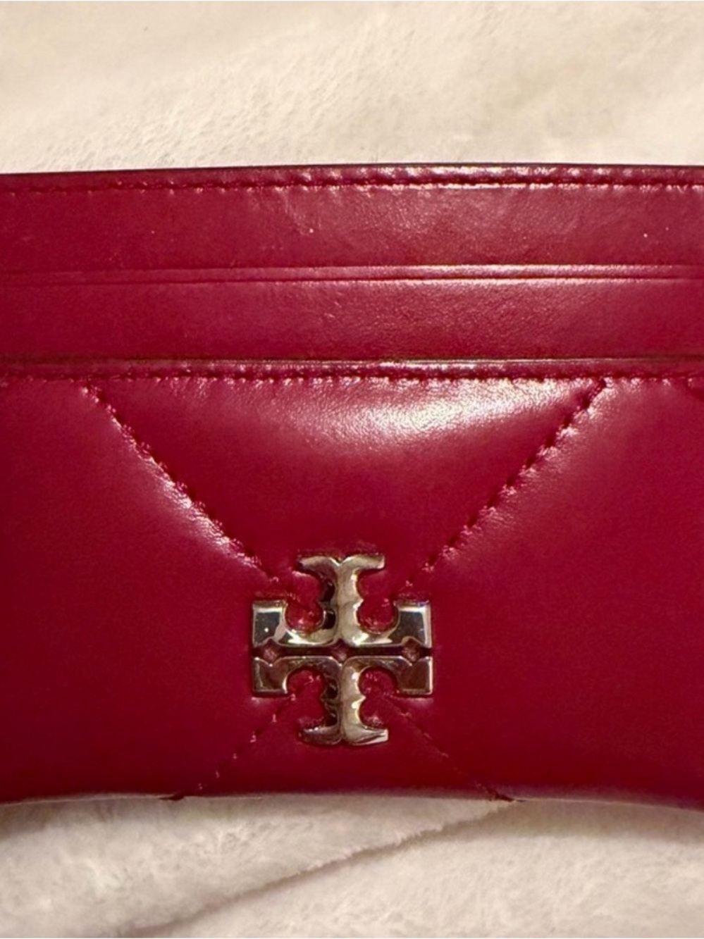 TORY BURCH RED QUILTED CARD HOLDER